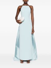 Solace London Veil Detail Strapless Maxi Dress Clear Blue