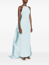 Solace London Veil Detail Strapless Maxi Dress Clear Blue