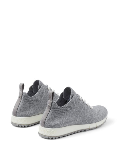 Jimmy Choo Veles Pearl Embellished Knit Sneakers Grey