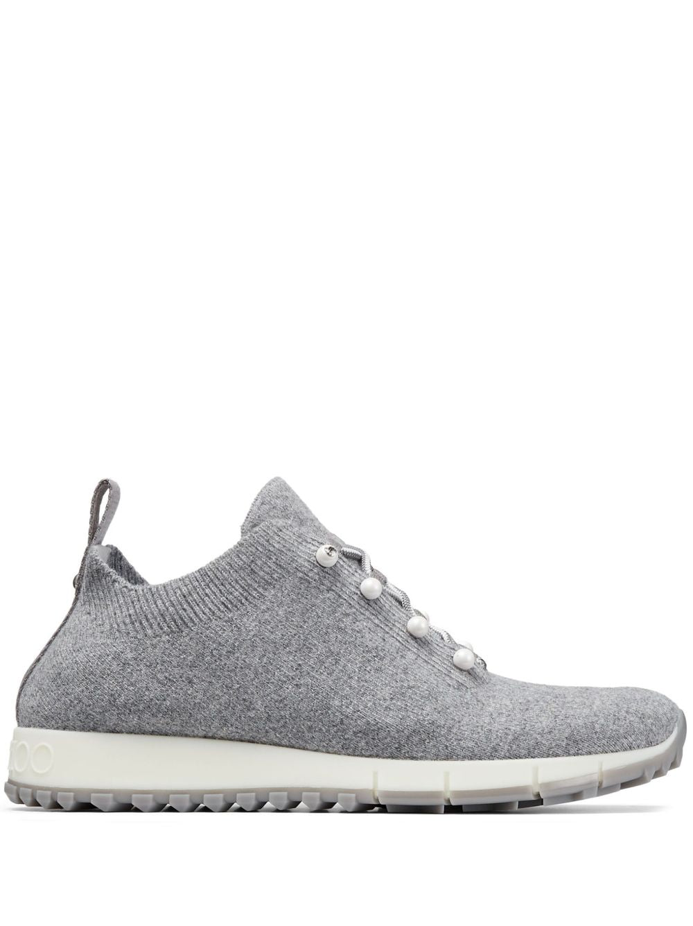 Jimmy Choo Veles Pearl Embellished Knit Sneakers Grey