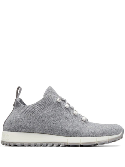Jimmy Choo Veles Pearl Embellished Knit Sneakers Grey