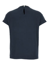 Brunello Cucinelli Navy Cotton Monile Crewneck T-Shirt Blue