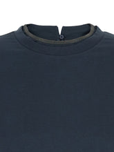 Brunello Cucinelli Navy Cotton Monile Crewneck T-Shirt Blue