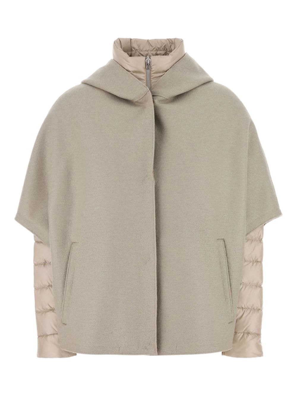 Herno Long Cape Jacket With High Neck and Hood Powder