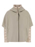 Herno Long Cape Jacket With High Neck and Hood Powder