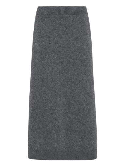 Brunello Cucinelli Midi Cashmere-Blend Skirt in Grey