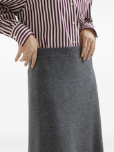 Brunello Cucinelli Midi Cashmere-Blend Skirt in Grey