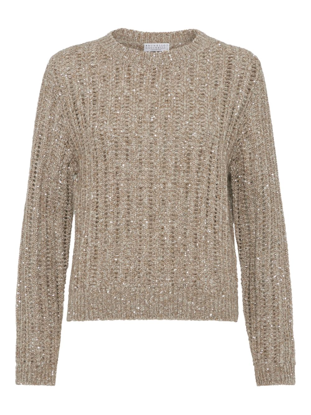 Brunello Cucinelli Light Beige Wool-Blend Crewneck Sweater Beige