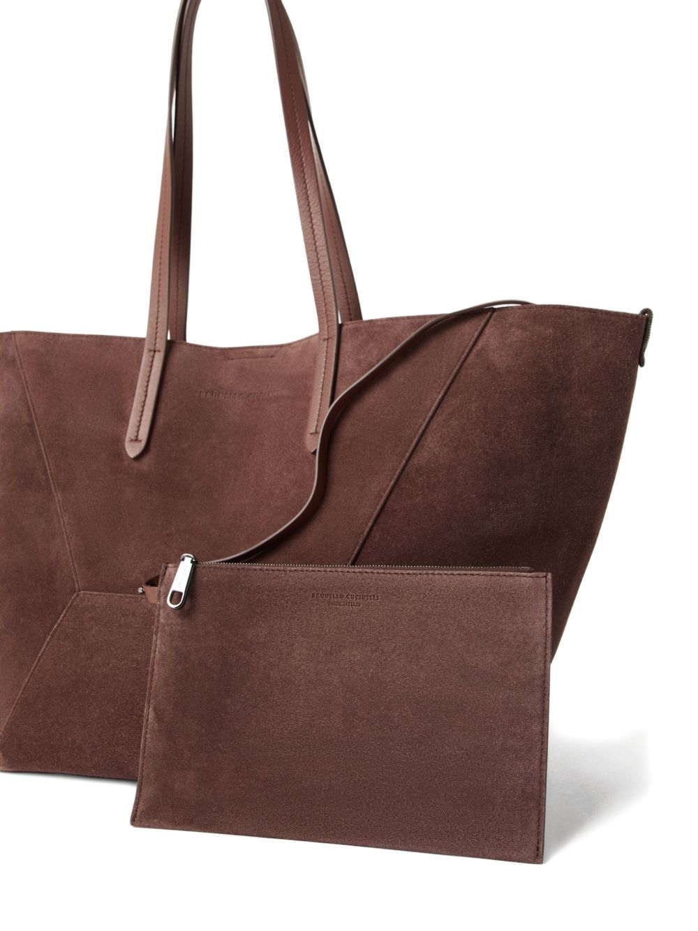 Brunello Cucinelli BC Duo suede shopper with monili detail bordeaux