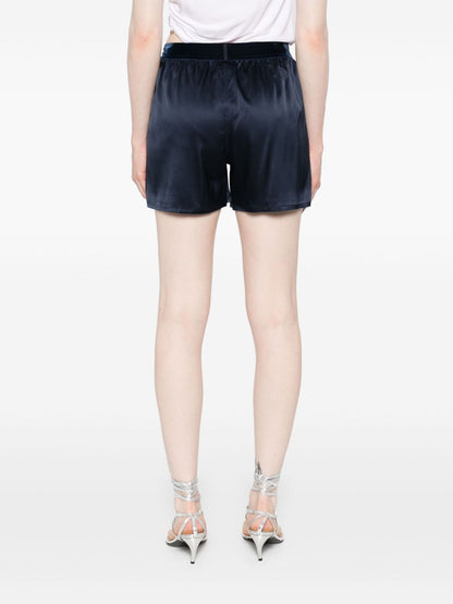 Tom Ford Silk Elastic-Waistband Shorts Blue