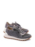 Brunello Cucinelli Virgin Wool Flannel Sneakers with Lamé Calfskin Grey