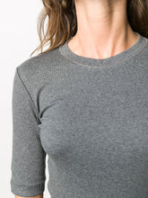 Brunello Cucinelli Fine Ribbed Metallic Embellished Cotton T-Shirt Grey