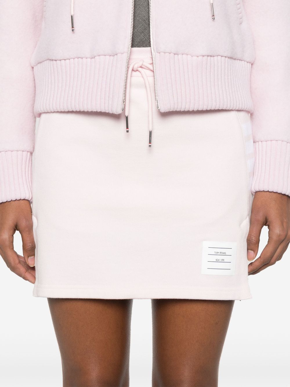 Thom Browne Light Pink Ribbed Cotton 4-Bar Mini Skirt Pink