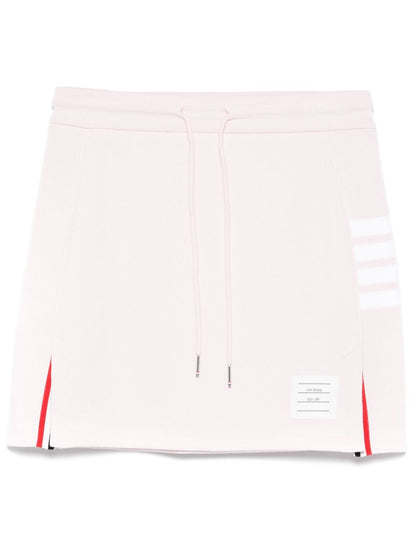 Thom Browne Light Pink Ribbed Cotton 4-Bar Mini Skirt Pink