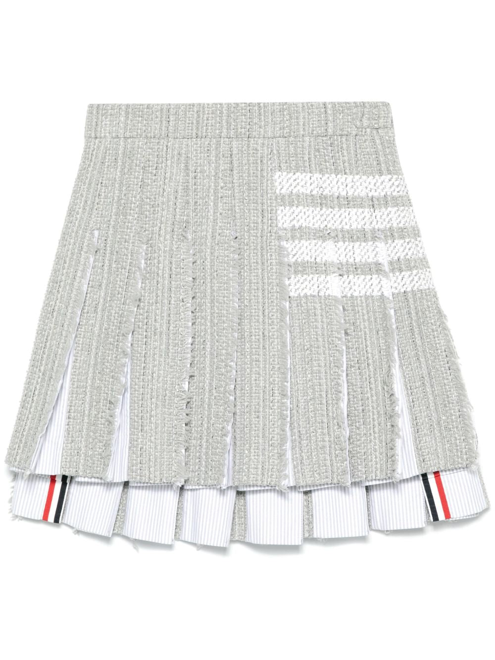 Thom Browne Medium Grey 4-Bar Frayed Edge Cotton-Blend Skirt Grey