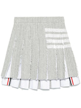 Thom Browne Medium Grey 4-Bar Frayed Edge Cotton-Blend Skirt Grey