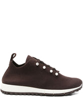 Jimmy Choo Veles Cashmere Melange Knit Pearl-Embellished Sneakers Brown