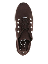 Jimmy Choo Veles Cashmere Melange Knit Pearl-Embellished Sneakers Brown