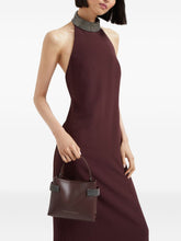 Brunello Cucinelli Essence Small Calfskin Top-Handle Bag with Embellished Bands Bordeaux