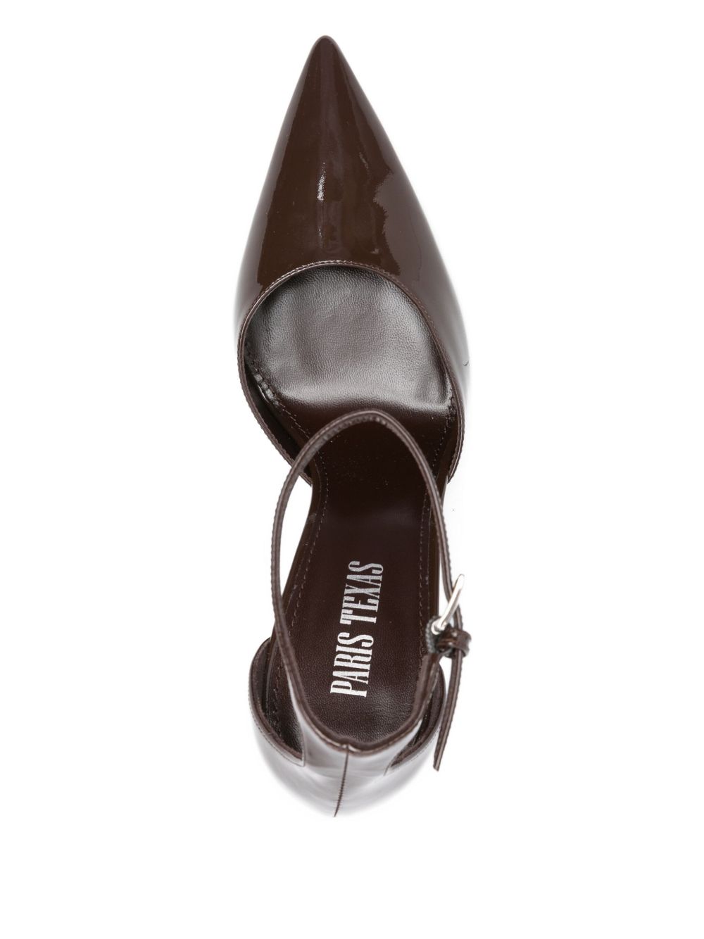 Paris Texas Lidia Dark Brown Patent Leather Stiletto Pumps with Ankle Strap dark brown