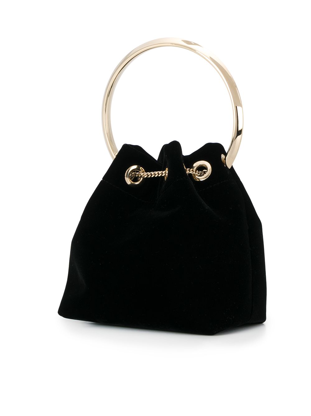 Jimmy Choo Bon Bon Black Velvet Bucket Bag with Gold-Tone Hardware Black