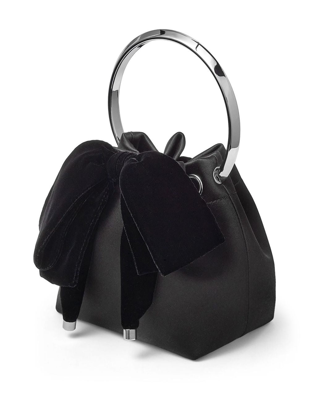 Jimmy Choo Bon Bon Velvet &amp; Satin Bucket Bag Black