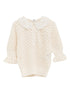 Chloè Open-Knit Wool and Silk-Blend Sweater with Lace Collar White