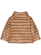 Herno Cropped Padded Funnel-Neck Cape in Camel Camel
