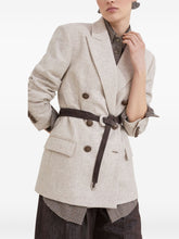 Brunello Cucinelli Double-Breasted Virgin Wool and Cashmere Jacket Beige