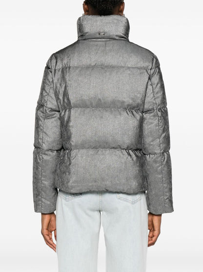HERNO Quilted Velvet Short Down Jacket Light Grey