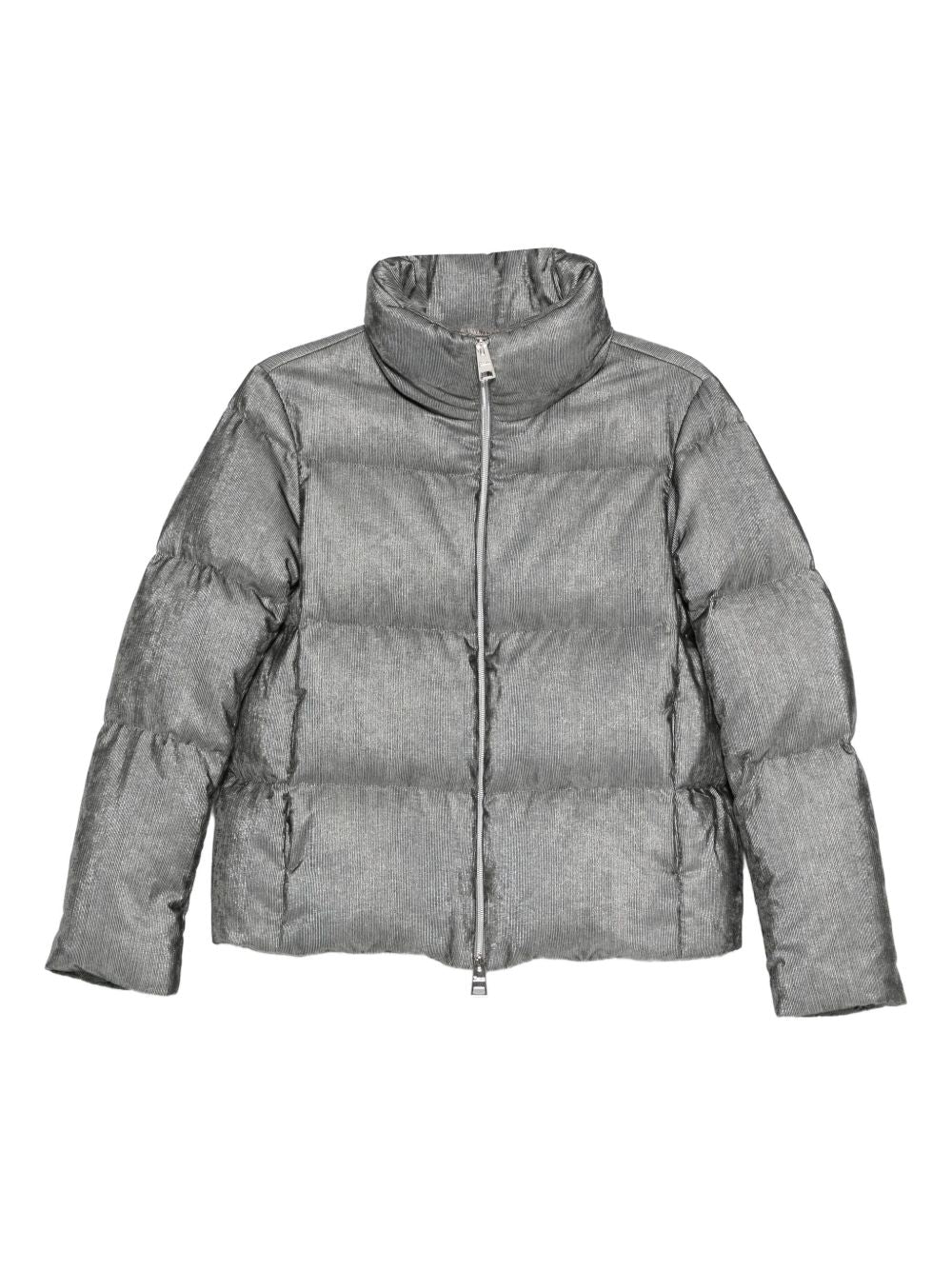 HERNO Quilted Velvet Short Down Jacket Light Grey