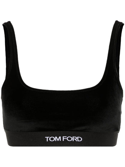 Tom Ford Velvet Stretch Scoop Neck Bralette Black