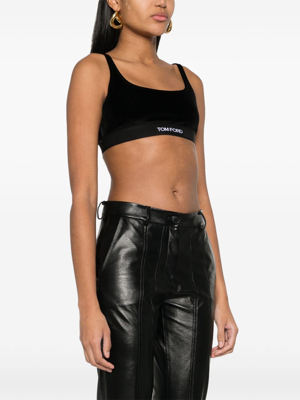 Tom Ford Velvet Stretch Scoop Neck Bralette Black