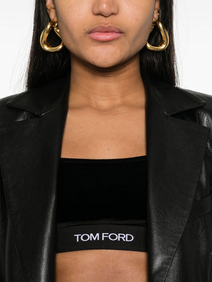 Tom Ford Velvet Stretch Scoop Neck Bralette Black