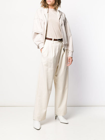 Brunello Cucinelli Knitted Cashmere-Silk Boat Neck Top Beige