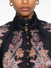 Zimmermann Rhiannon Billow Paisley-Print Ramie Blouse Blue