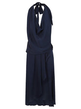 Silk95Five Backless Silk Mini Dress Blue