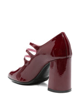 Carel Paris Patent Leather Triple-Buckle Block Heel Pumps Bordeaux