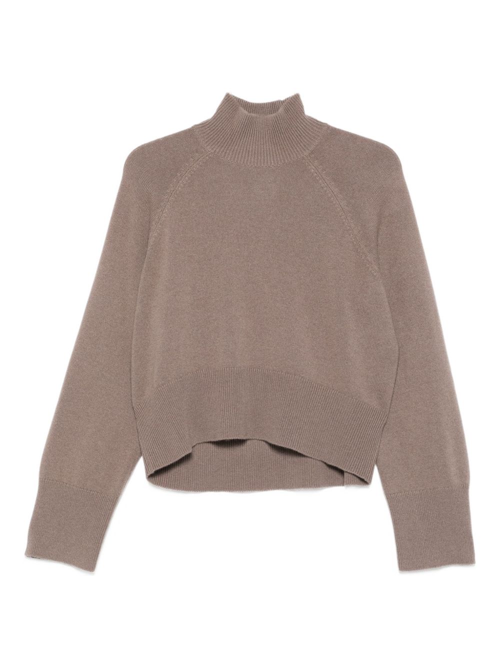 Brunello Cucinelli High-Neck Ribbed Cashmere Sweater Dove Grey