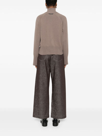 Brunello Cucinelli High-Neck Ribbed Cashmere Sweater Dove Grey