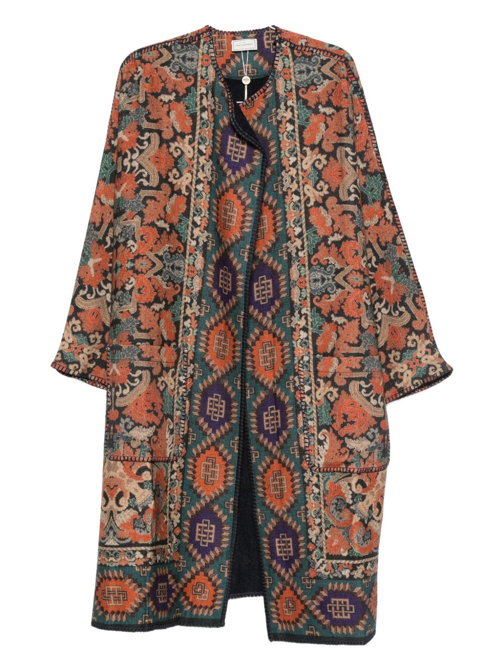 Pierre Louis Mascia Wool Kimono Midi Dress Brown