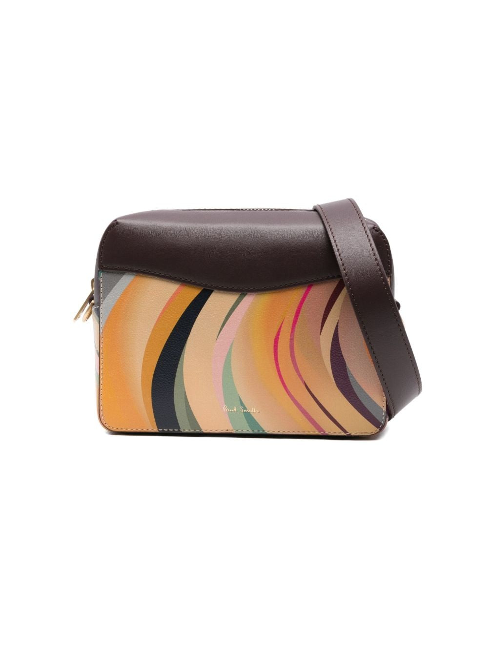 Swirl Leather Camera Crossbody Bag Multicolour