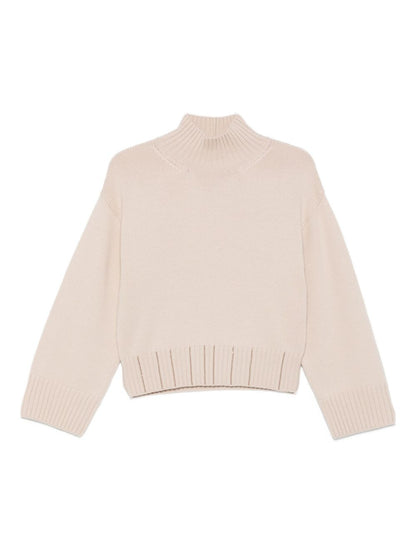 Fabiana Filippi Powder Virgin Wool Ribbed High-Neck Sweater Powder