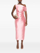 Solace London Ellison One-Shoulder Ruched Midi Dress Pink