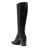 Carel Paris Sunrise Black Calf Leather Mid-Heel Boots Black