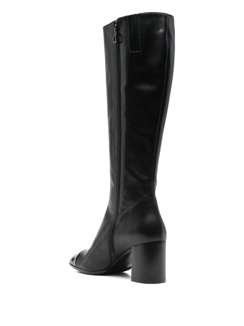 Carel Paris Sunrise Black Calf Leather Mid-Heel Boots Black