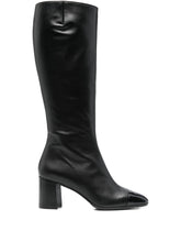 Carel Paris Sunrise Black Calf Leather Mid-Heel Boots Black