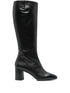 Carel Paris Sunrise Black Calf Leather Mid-Heel Boots Black