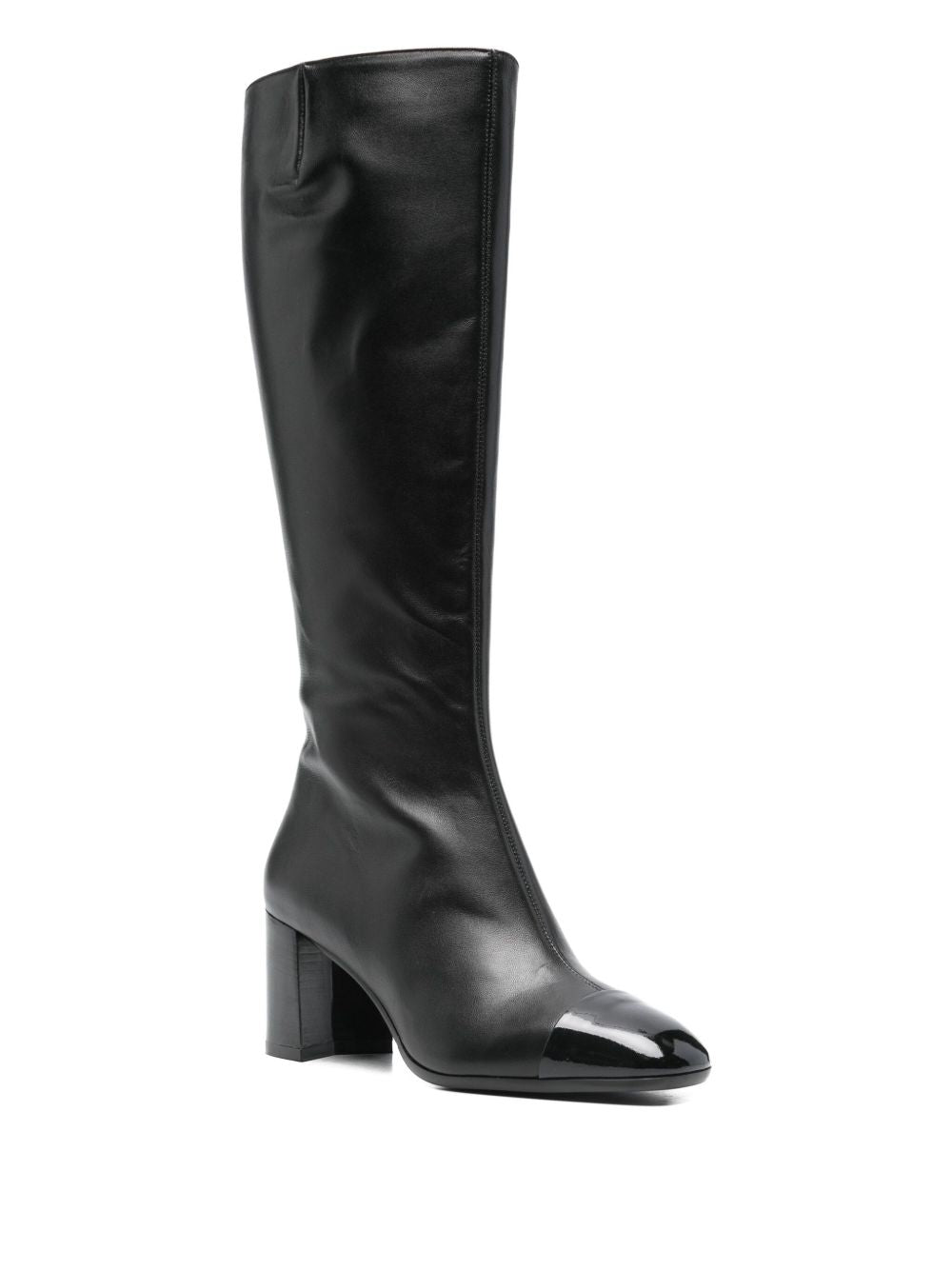 Carel Paris Sunrise Black Calf Leather Mid-Heel Boots Black
