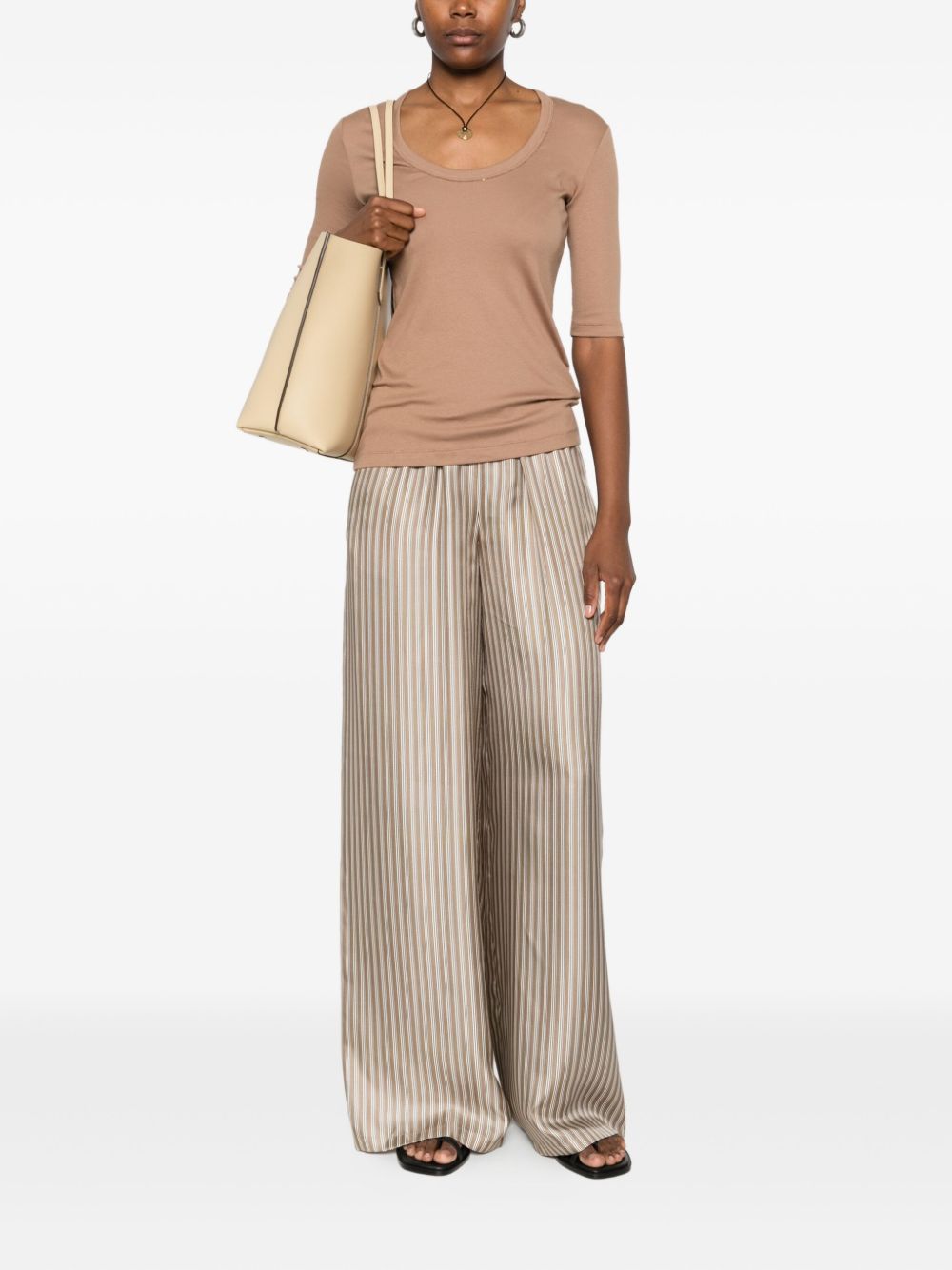 Fabiana Filippi Embellished Cotton-Blend Short Sleeve Top Camel camel